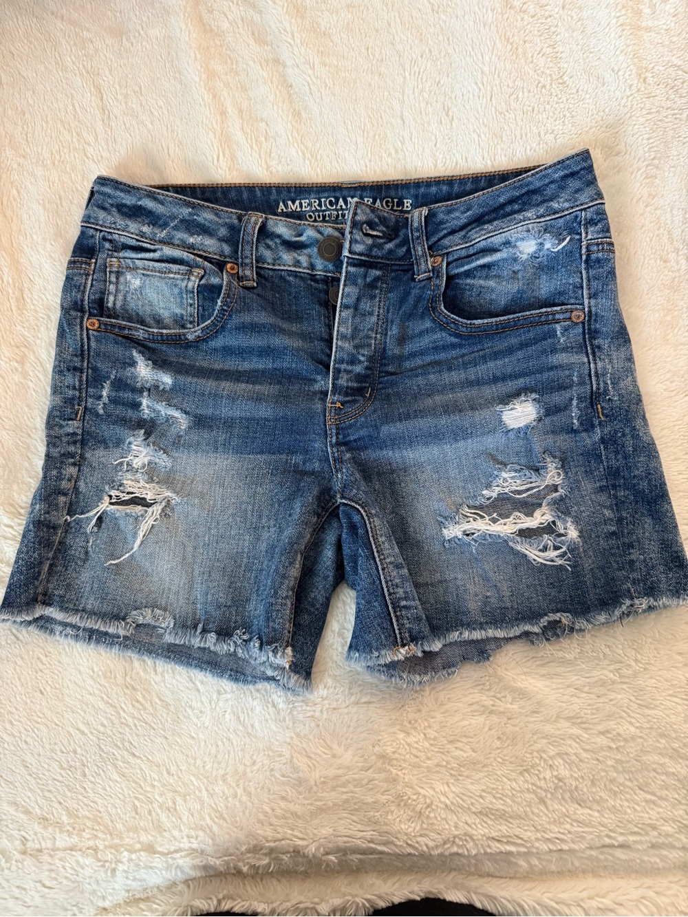 American Eagle Outfitters Distressed Blue Denim Jean Shorts